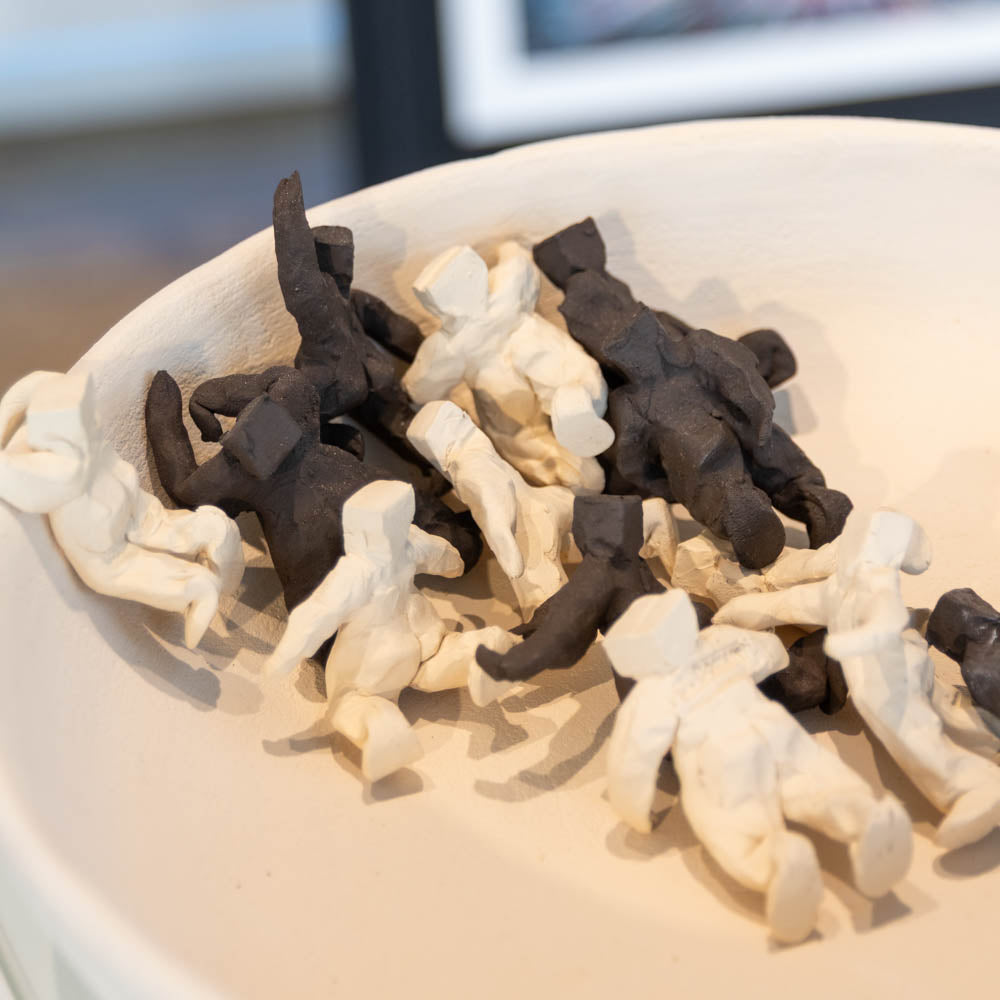 Vase with Bo-Men (White & Black Clay)