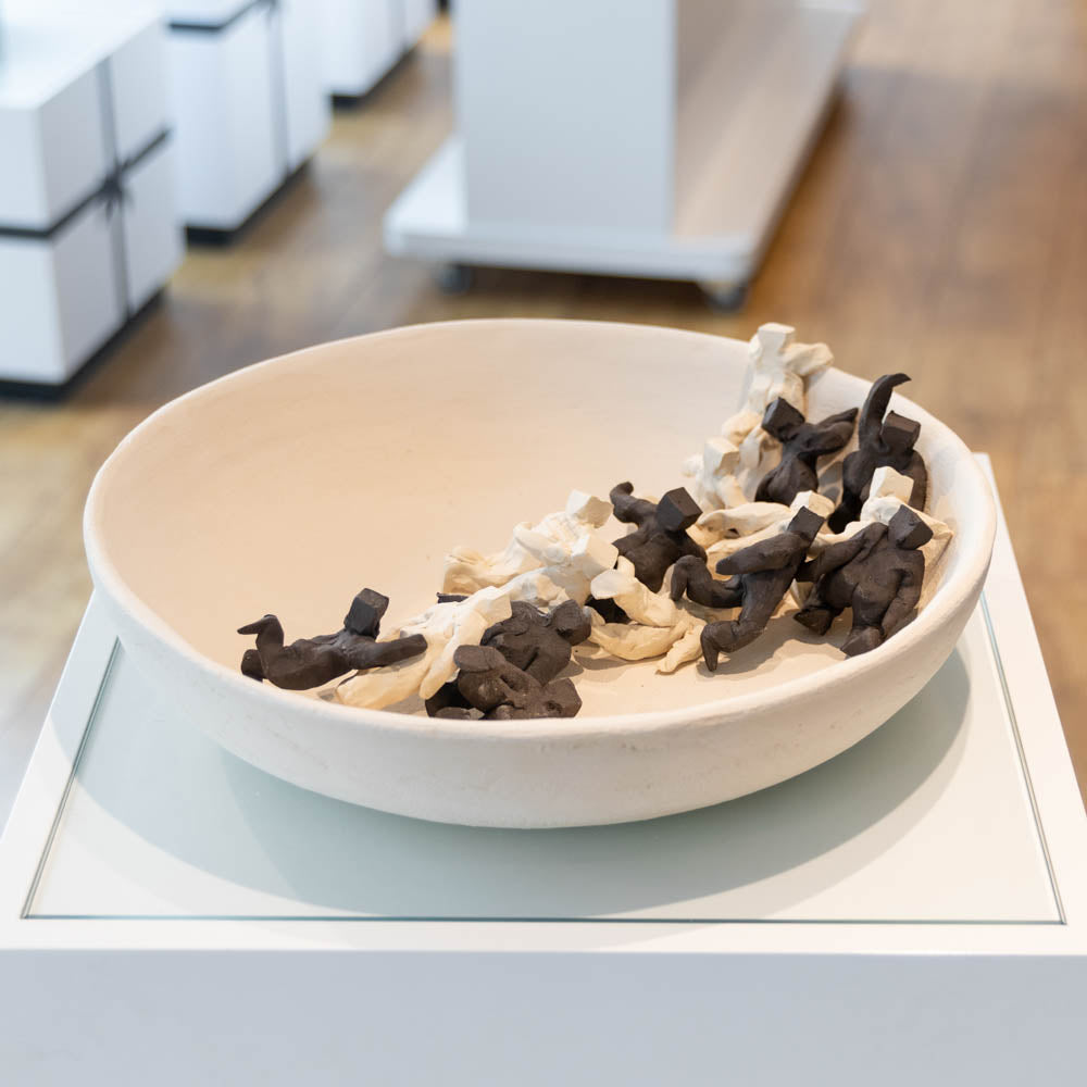 Vase with Bo-Men (White & Black Clay)