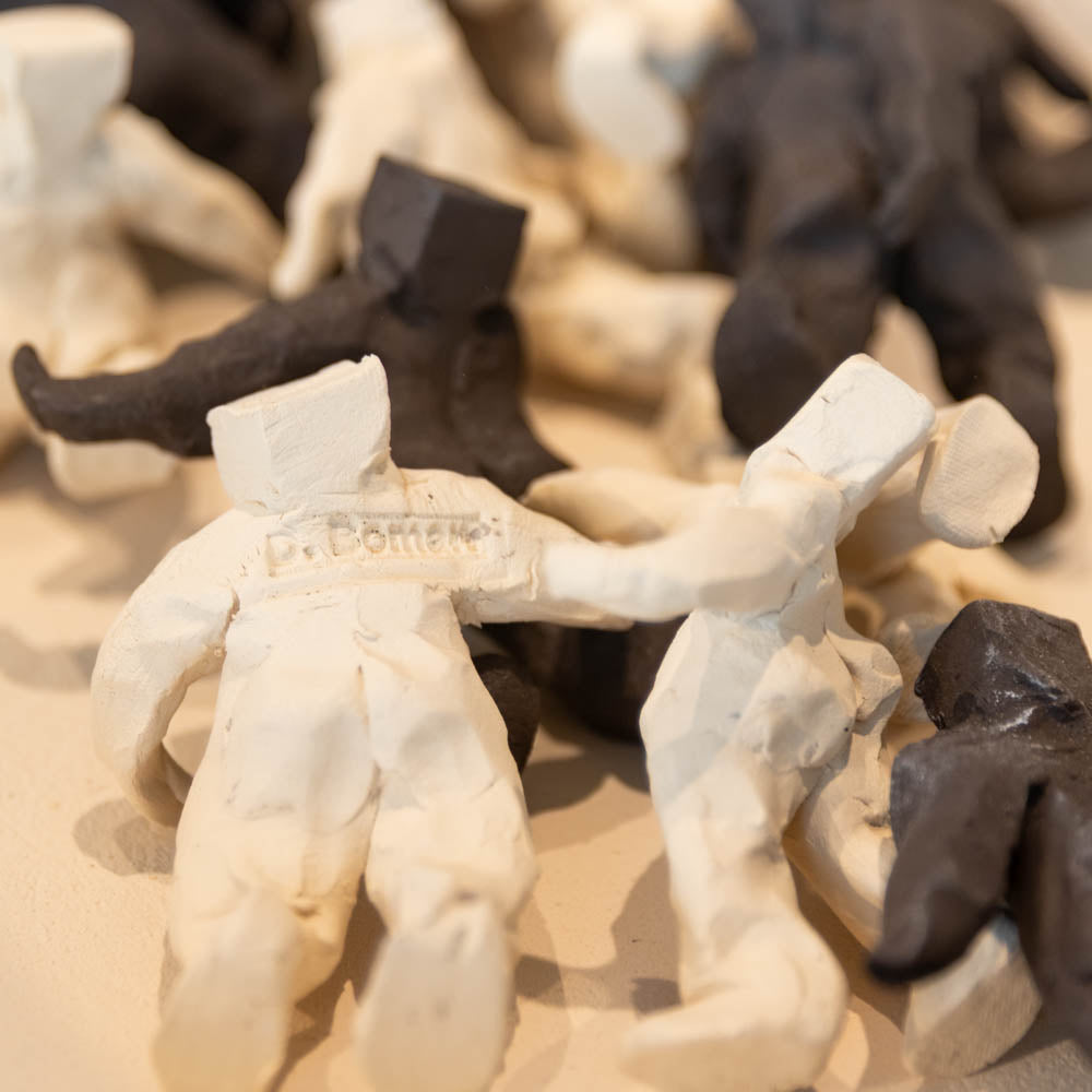 Vase with Bo-Men (White & Black Clay)