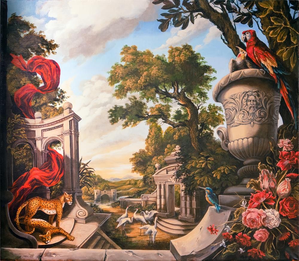 Baroque Gardens With Leopards